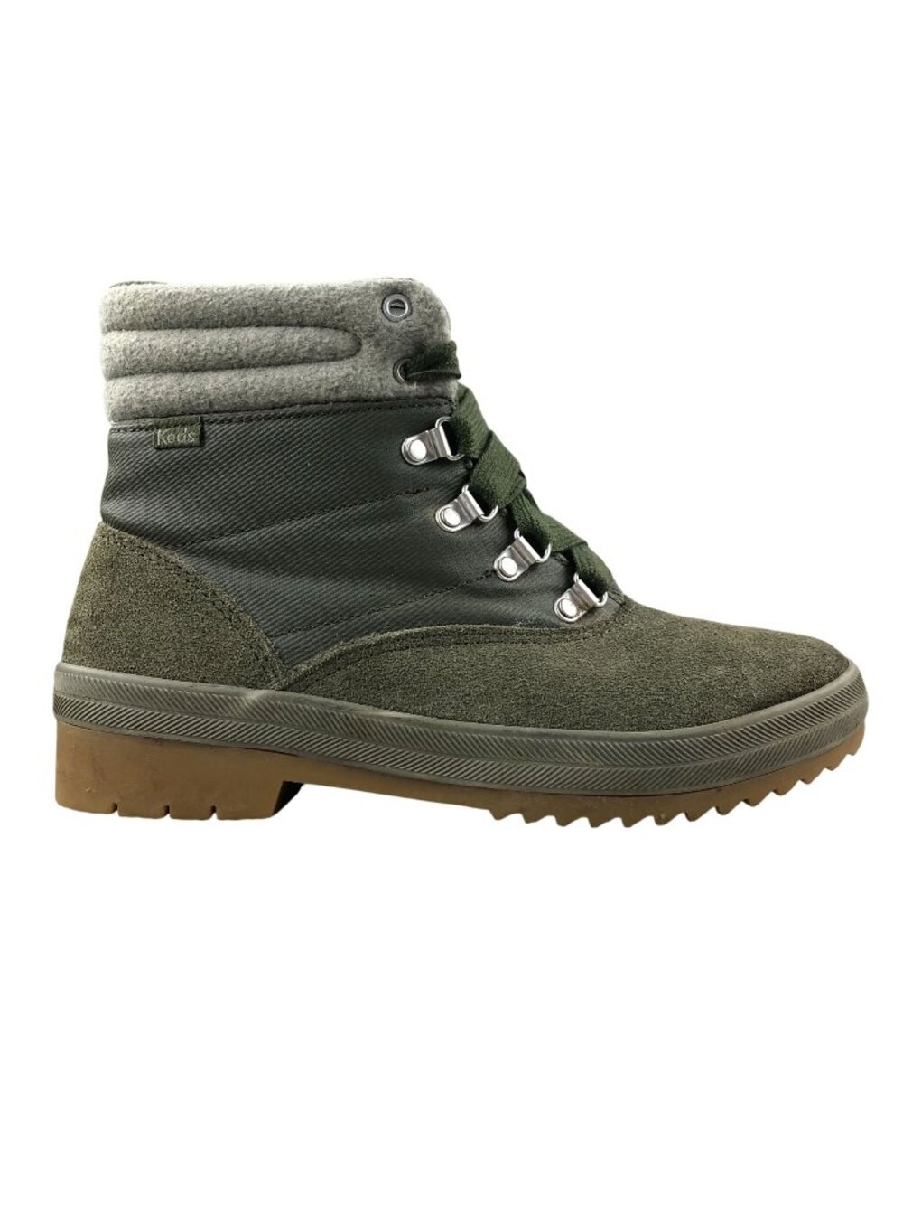 Keds Women's Size 8 Olive Green Suede & Splash Wool Blend Twill Camp Boots